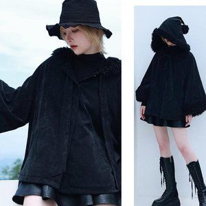 HANDMADE BLACK WINTER CAPE CLOAK PONCHO NWOT